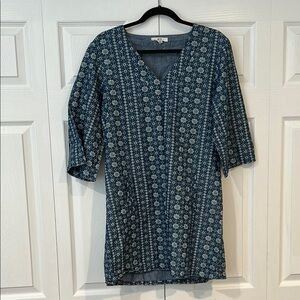 Blue Puff Sleeve Tunic Top